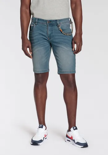 Bruno Banani Jeansshorts (Set, 2-tlg., mit Band) bequemer Sitz, gerade Beinform, mit praktischen Taschen blau 32