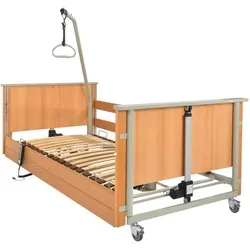 aks D4 LowEntry Pflegebett mit Holzleisten - Pflegebett mit Fußtieflagerung, ideal für die sichere und komfortable Pflege zu Hause.