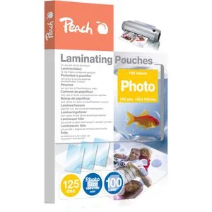 Peach Laminierfolien 106x156mm - 100 Pouches, 125 Mic, glänzend, wasserfest und reißfest für beste Ergebnisse