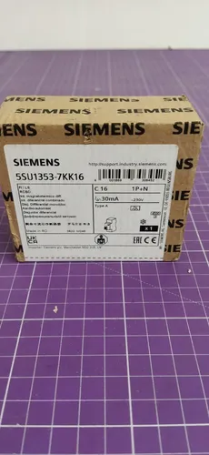 Siemens 1P+N 16A 30mA Differenzialschutzschalter Typ A - Leistungsschalter mit 4,5kA Schutz, ideal für sicheren Stromschutz in Wohn- und Gewerbegebäuden.