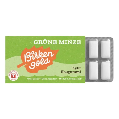 Xylit Kaugummi - Grüne Minze 17g | BIRKENGOLD