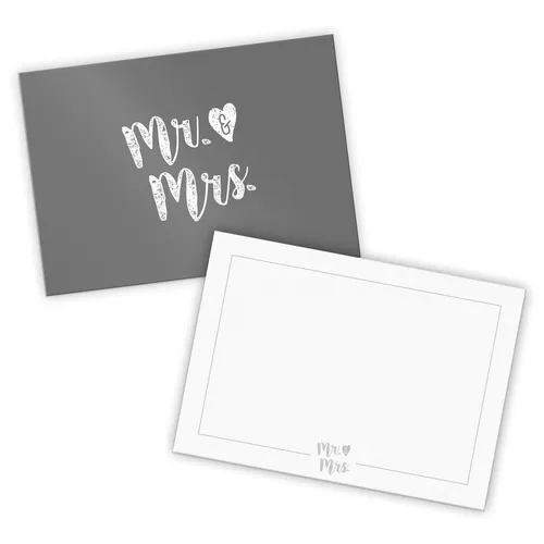 itenga 12x Einladungskarten Mr & Mrs Dankeskarten Postkarte Hochzeit Ballonkarte