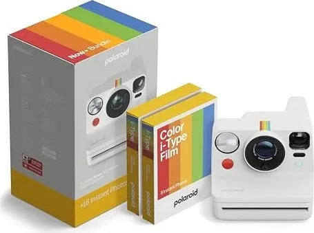 Polaroid Now+ Generation 3 – Sofortbildkamera mit Bluetooth – Weiß (9161) - Sofortbildkamera, verbindet sich über Bluetooth mit der Polaroid-App für kreative Funktionen wie Doppelbelichtung und Fernsteuerung, klassisches Design aus 40% recycelten Materialien.