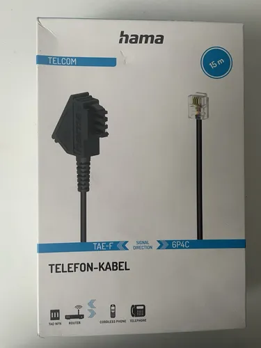 HAMA Telefonkabel, TAE-F-Stecker - Modular-Stecker 6p4c, 15 m, Original Verpackt