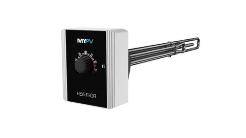 my-PV HEA.THOR elektrischer Heizstab | 3,5 kW - Warmwasser-Heizstab mit stufenloser Regelung bis 3,5 kW, ideal für flexibles Heizen und Nutzung günstiger Stromtarife. Einfache Bedienung mit Temperaturanzeige.