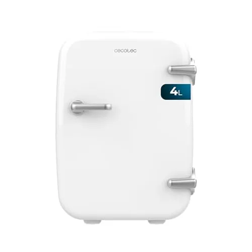 Cecotec Mini-Kühlschrank Bolero MiniCooling 4L Havanna White - Kompakter 4L Mini-Kühlschrank für Auto und Wohnwagen, mit Kühl- und Heizfunktion. Ideal für unterwegs, um Getränke und Snacks stets griffbereit zu haben. Flexibel einsetzbar mit 12V-220V Betrieb.