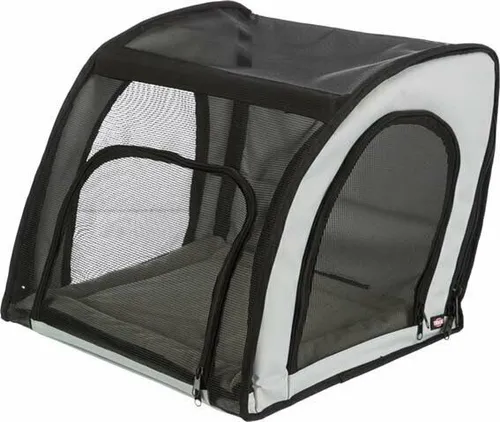 Trixie Autositz für Hunde - 44x37x40 cm, Grau Schwarz, sicherer und komfortabler Transport mit herausnehmbarem Kissen und Befestigungsgurten