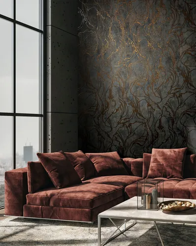 Marburg Vliestapete Squirm - Glänzende Kupfer Tapete für Wohnzimmer - Moderne Vliestapete mit strukturierter Oberfläche in glänzendem Kupfer, dimensionsstabil und einfach zu verarbeiten. Ideal für Wohnzimmer, Schlafzimmer und Küche – rückstandslos abziehbar!