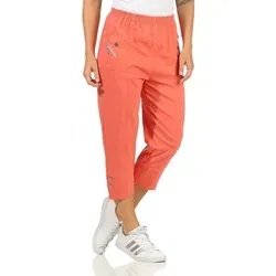Kurze Hosen Damen Sommerhosen Bermuda 7/8 Schlupfhose leichte Stoffhose angenehme Caprihose mit Taschen (52-54, Lachs)