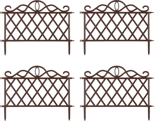 HTI-Living Zierzaun Antik Nessa 4-teilig – Braune Beeteinfassung - Elegante 4-teilige Beeteinfassung aus antikem Design, ideal zur stilvollen Begrenzung Ihrer Beete und zur Verschönerung Ihres Gartens.
