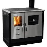 Firefix Küchenofen Maas Metall Schwarz 8,3 kW - Küchenofen mit 8,3 kW Nennwärmeleistung, ideal für effizientes Kochen und Heizen, raumluftunabhängig und mit praktischer Scheibenspülung für klare Sicht auf die Flammen.