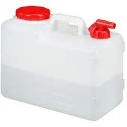 Relaxdays Wasserkanister 15 Liter mit Hahn - Praktischer Wasserkanister für Camping und Outdoor, mit 15 Litern Fassungsvermögen und einfachem Ausgießen dank integriertem Hahn.