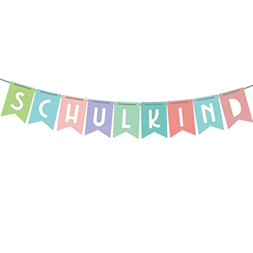 Oblique Unique® Schulkind Girlande – Wunderschöne Hänge Deko für Schuleinführung und Einschulung. Dekorationsbanner für Jungs und Mädchen zur Feier des ersten Schultages und zum Schulanfang