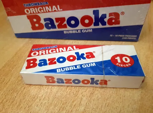ORIGINAL BAZOOKA Bubble Gum Box - Nostalgie Kaugummi - Kaugummi & Pfefferminzbonbons, 10 Stück in einer nostalgischen Box, fettfrei und ideal für süße Momente!