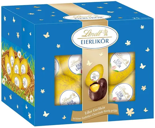 Lindt Eierlikör Ostereier Pralinen - 25 Stück - Genussvolle Schokoladenpralinen mit Eierlikör-Füllung, ideal für Ostern. Perfekt als süße Überraschung oder zum Teilen!