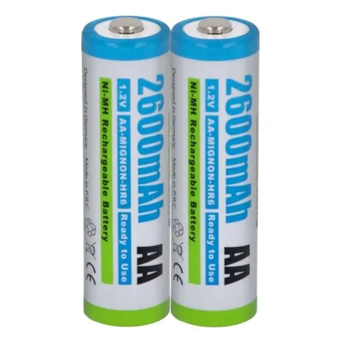 Akku Mignon, AA, HR6, KR6, LR6, R6, L6 - NI-MH 2600mAh 1.2V - 2er Pack