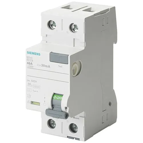 Siemens 5SV33123 FI-Schutzschalter Typ F 25A 1+N-pol. 30m - FI-Schutzschalter für umfassenden Schutz vor elektrischem Schlag, Typ F, 25 A, ideal für sichere Installationen in Haushalten und Gewerbe.