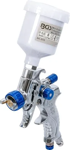 BGS TECHNIC Mini-Druckluft-Spritzpistole - Druckluftwerkzeuge für präzise Lackierungen, ideal für Modellbau und Reparaturen mit hoher Farbgenauigkeit und homogenen Lackverlauf.