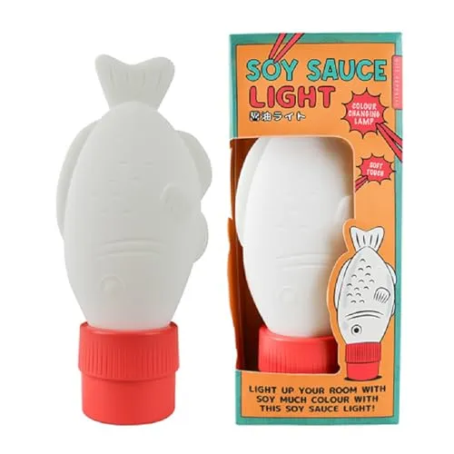 Sojasaucen-Licht – Quetschbare Farbwechsel-Lampe mit USB-Aufladung - Lustige, quetschbare Lampe in Fischform, ideal für Schreibtisch und Schlafzimmer. Vier Lichteinstellungen und USB-Wiederaufladung bieten flexibles Licht für jede Stimmung.