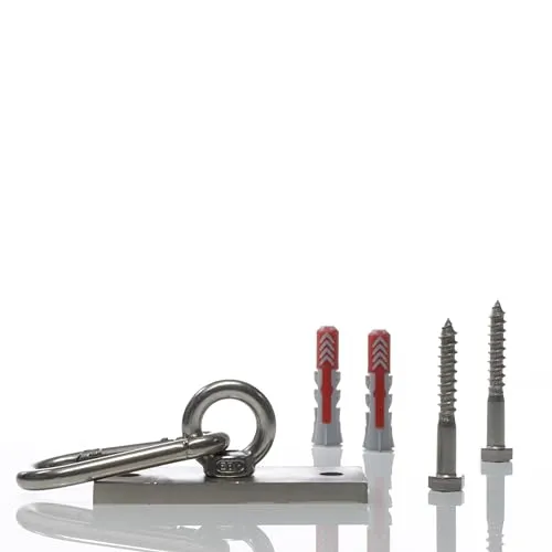 Yourkon | Boxsack & Deckenhalterung | 8mm starker Edelstahl V2A | inkl. Befestigungsmaterial | für Boxsäcke | Ideal als Aufhängung für Hängesessel, Yogatuch, Sonnensegel | 140kg Tragkraft