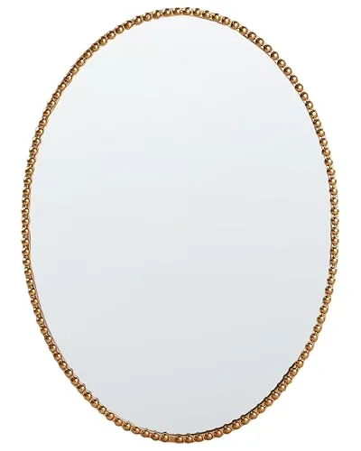 Beliani Ovaler Wandspiegel 83 x 57 cm mit Goldrahmen - Eleganter ovaler Wandspiegel mit goldener Perlen-Optik, gefertigt aus robusten Materialien. Ideal für klassische und skandinavische Wohnstile. Inklusive einfacher Aufhängung für sofortigen Einsatz.