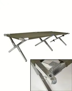 US Feldbett Alu Gestell 210x65cm Gen.II - Camping-Möbel mit robustem Aluminiumgestell, belastbar bis 180 kg. Ideal für komfortable Nächte beim Camping oder Outdoor-Aktivitäten.