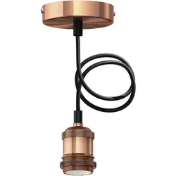 ledscom.de Pendelleuchte / Hängelampe RETRA, Textilkabel, bronze matt, 1x E27 max. 60W