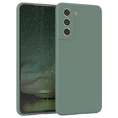 EAZY CASE - Silikonhülle für Galaxy S21 FE 5G Hülle Silikon Case Dunkelgrün weich stoßfeste Handyhülle Schutzhülle mit Kameraschutz Dünn Premium Schutz Cover TPU Phone Bumper in Mitternacht Grün Matt