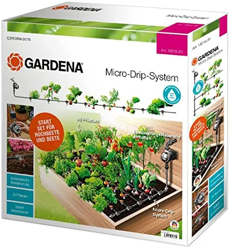 Gardena Micro-Drip Start Set Beet: Automatische Bewässerung für Gemüsebeete - Tröpfchenbewässerungsbausatz für bis zu 35 Pflanzen, ermöglicht präzise Wässerung direkt an der Wurzel – ideal für unterschiedliche Wasserbedarfe.
