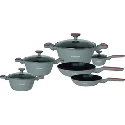 Cheffinger 10-teiliges graues Topfset, Kochtöpfe, Töpfe Induktion | Kochgeschirr Set, Topfset induktionsgeeignet FA2010G - Grau