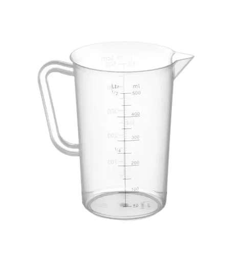 HENDI Messbecher, mit Skalierung, ergonomischer Griff, Bruchsicher, 0,5L, ø90x(H)140mm, Polypropylen, Transparent