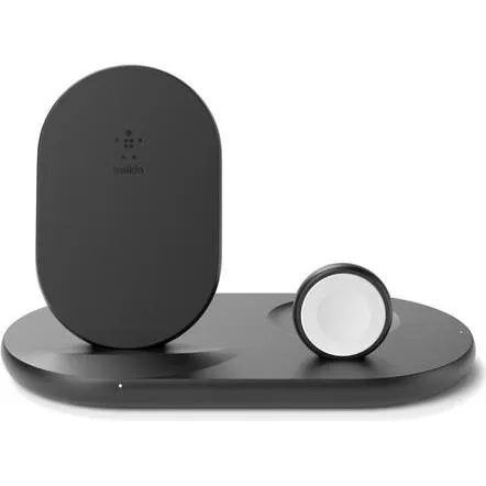 Belkin BoostCharge 3-in-1 Ladestation (7.50 W) - vielseitige Induktionsladegeräte für Smartphone, Apple Watch und AirPods, platzsparendes Design und schnelle Ladegeschwindigkeit