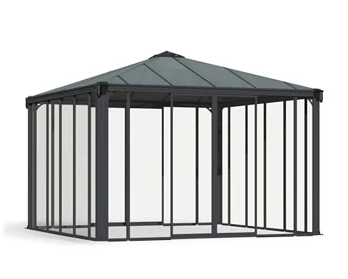 Ledro 3600 Closed Garden Gazebo, grau - Gartenlauben mit robuster Aluminiumkonstruktion und langlebigen 6 mm Doppelstegplatten, ideal für witterungsbeständigen Schutz im Garten.