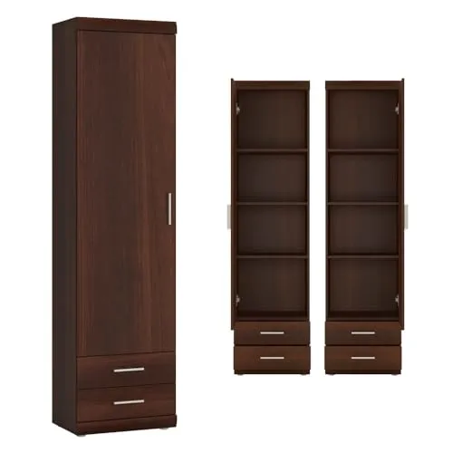 Lomadox Mehrzweckschrank IMPERIA-129 - Schmaler 50 cm Schrank in Nussbaum-Optik, ideal für Wohnzimmer oder Esszimmer, bietet optimalen Stauraum und passt in kleine Räume.