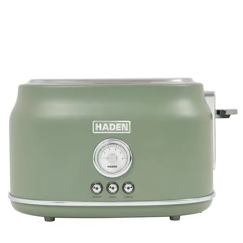 Haden Dorset Cedar Green 2 Scheiben Toaster - Eleganter 2-Scheiben-Toaster in Zederngrün mit extrabreiten Schlitzen und 6 Bräunungsstufen. Praktische Kabelführung und rutschfeste Füße sorgen für Sicherheit und Ordnung in der Küche. Ein Highlight für jeden Retro-Liebhaber!