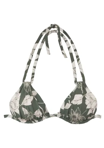 s.Oliver Triangel-Bikini-Top "Lady" mit floralem Design - Bikini Top in Gr. 38 - Cup A/B, mit wattierten Cups und recyceltem Material. Ideal für einen stilvollen Strandauftritt!