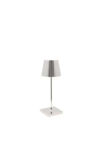Zafferano Poldina Pro Mini - Kabellose LED-Tischlampe mit Touch-Dimmer - Tischlampen mit glänzender Aluminiumschale, dimmbar und kabellos für flexible Lichtgestaltung überall. Ideal für stimmungsvolle Abende im Freien.