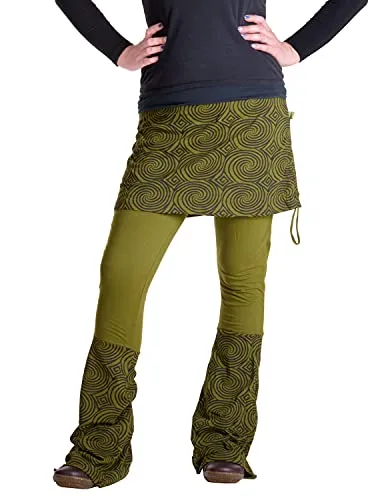 Vishes - Alternative Bekleidung - Rock-Schlag-Hosen Kombination in Oliv - Stylische Hosen/Rock Kombination mit dehnbarem Bund, ideal für Frühjahr und Sommer. Lange Größe: 112 bis 114 cm. Bequem und trendy, perfekt für jeden Anlass!