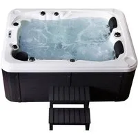 Outdoor Whirlpool BEACH - Mit Treppe und Thermoabdeckung - Außenwhirlpools, ideal für Entspannung im Freien, ausgestattet mit einer praktischen Treppe und einer energieeffizienten Thermoabdeckung.