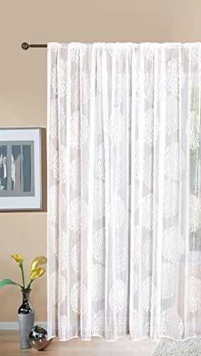 Gardine Store Jacquard Fabio 245x300 cm - Transparent mit Kreismuster - Eleganter Gardinenschal aus lichtdurchlässigem Jacquard mit kunstvollem Kreismuster. Ideal für ein stilvolles Ambiente in Ihrem Wohnzimmer.