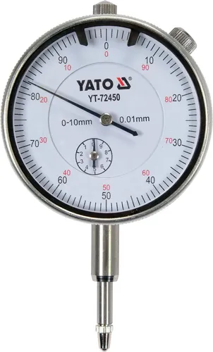 Yato YT-72450, Analoge Messuhr, Silber, Schwarz, Weiß, 1 cm, mm, Metall, 0,01 mm