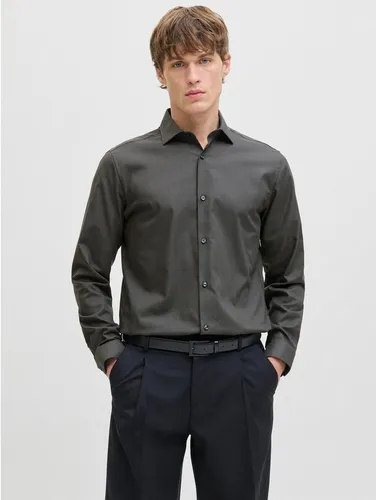 Langarmhemd "JPRBLAPARKER Slim Fit" - Slim Fit Langarmhemd aus atmungsaktiver Baumwolle, ideal für den Alltag und besondere Anlässe, in modischem Dark Grey Melange.