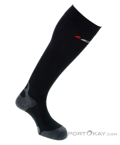 LENZ SKIING 6.0 Socken 2025 black/grey - 45-47 - Snowboard- und Skisocken mit anatomischer Passform, ideal für Race Boots. Hergestellt aus Merinowolle und Seide für optimalen Komfort und kurze Rücktrocknungszeit.