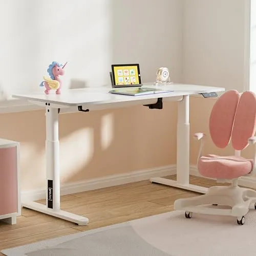 pro.tec Höhenverstellbarer Kinderschreibtisch Ringe 120 x 60 cm - Matratzen: Ergonomischer Kinderschreibtisch mit Höhenverstellung für eine gesunde Arbeitsposition und mitwachsendes Design.