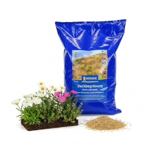 Kiepenkerl Dachbegrünung Kräutermix 801912 - Pflegeleichte Kräuter für grüne Dächer - Kräutersamen & -pflanzen mit trockenheitsverträglichen Grasarten, ideal für pflegeleichte Dachbegrünungen und nachhaltige Gestaltung.