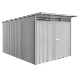 Biohort Gerätehaus AvantGarde® A8 - Silber, 260x222x380 cm - Hochwertiges Gartenhaus aus feuerverzinktem Stahlblech mit modernem Design, inklusive Regalset und Werkzeughaltern. Schützt Ihre Gartengeräte optimal und bietet Tageslicht durch Acrylglas.