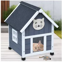 Zooprinz Tierhaus Tiger XXL mit Plüschmaus - Tierhaus für Indoor und Outdoor, wetterfestes Bitumendach und höhenverstellbare Füße, ideal für kleine Katzen und ein gemütlicher Rückzugsort.