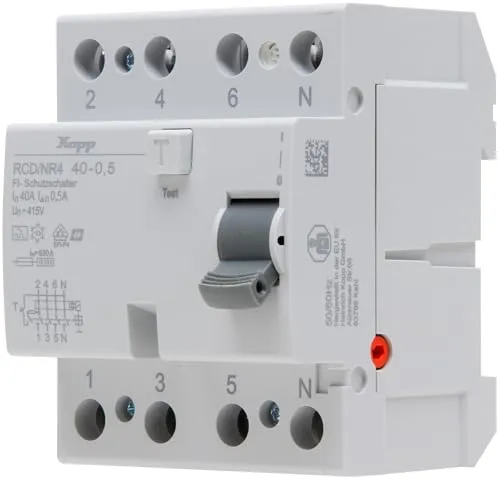 Kopp Fehlerstrom-Schutzschalter, RCD, 40 A, 500mA, 4-polig, 754045096