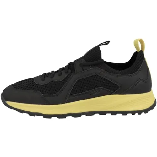 Geox Herren U TERRESTRE Sneaker, Black/Yellow, 44 EU