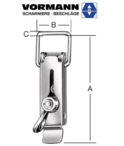 Vormann Spannverschluss mit Plombiermöglichkeit Höhe 110 mm Breite 37 mm
